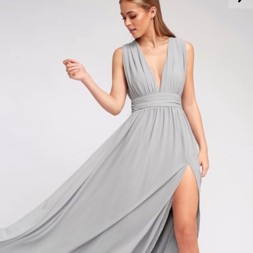 Heavenly Hues gray maxi dress (large)